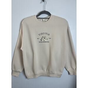 State of Mine Women‎ Embroidered Crew Neck Comfy Sweater VIRGINIA Ivory Small